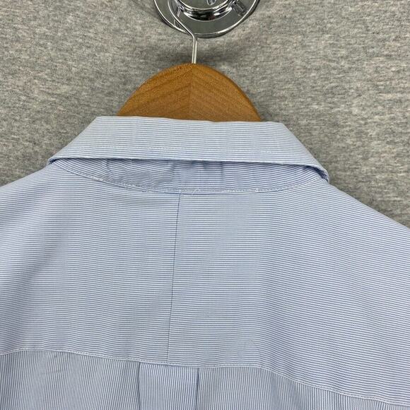 Club Room Shirt Mens 16.5 Blue Striped Button Up Long Sleeve Pinpoint Collared - Picture 5 of 12